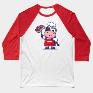 Cute Chef Cow Grill Meat Baseball T-Shirt